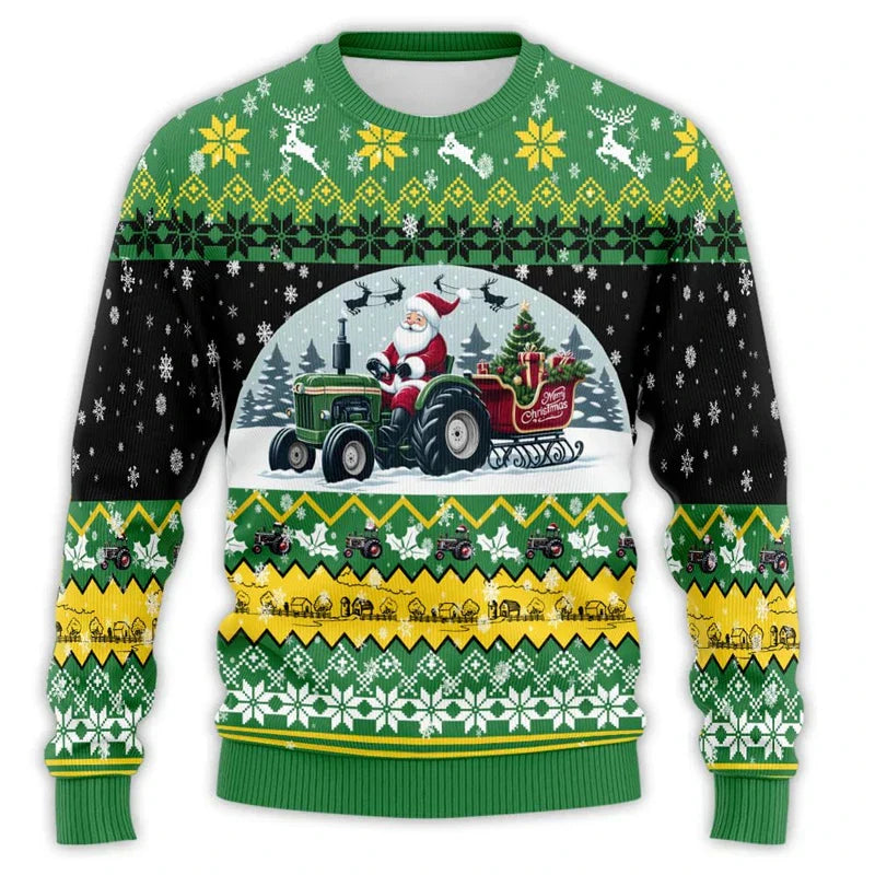 Christmas Sweater Tractor Design - Comfortable Men's Sweater
