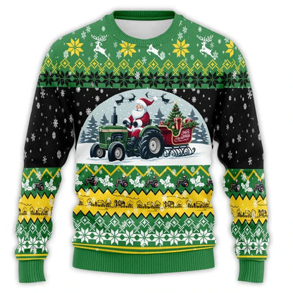 Christmas Sweater Tractor Design - Comfortable Men's Sweater