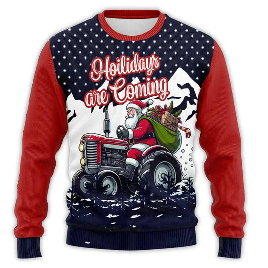 Weihnachtspullover Traktor Design - Bequemer Herren Pullover - IdealeKleiden