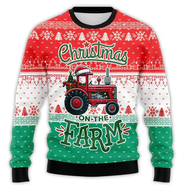 Christmas Sweater Tractor Design - Comfortable Men's Sweater