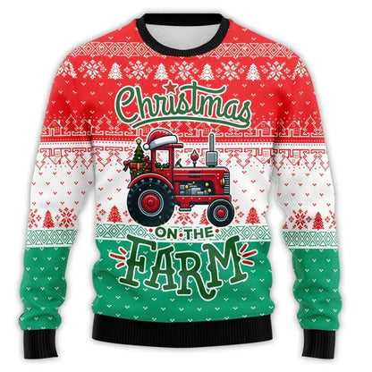 Christmas Sweater Tractor Design - Comfortable Men's Sweater