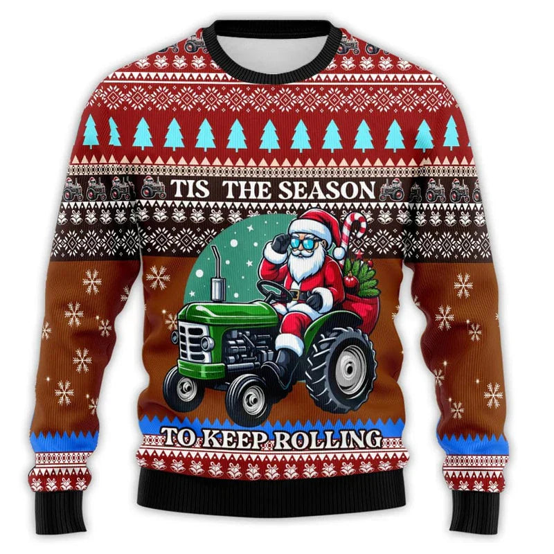 Christmas Sweater Tractor Design - Comfortable Men's Sweater
