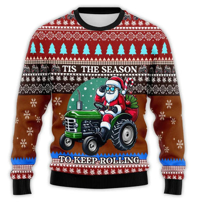 Christmas Sweater Tractor Design - Comfortable Men's Sweater