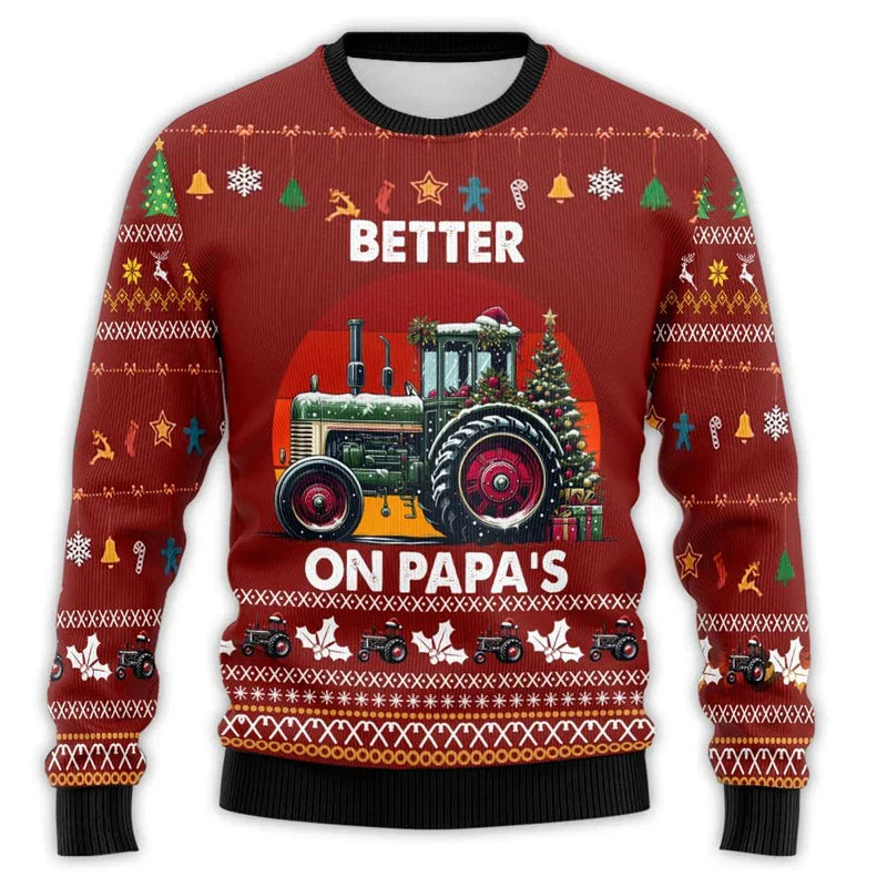 Christmas Sweater Tractor Design - Comfortable Men's Sweater