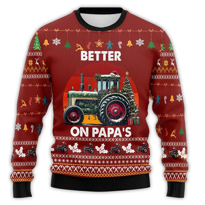 Christmas Sweater Tractor Design - Comfortable Men's Sweater