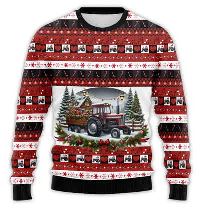 Christmas Sweater Tractor Design - Comfortable Men's Sweater