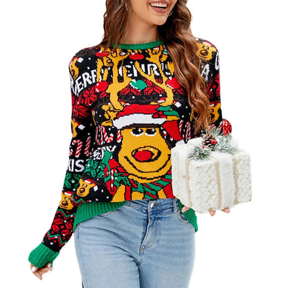 Women's Christmas Sweater Knitted Long Sleeve Festive