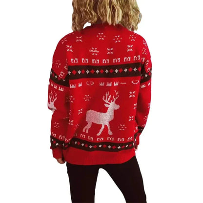 Weihnachtspullover Frauen Lustiger Rentier Sweater - IdealeKleiden