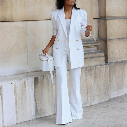 Elegant Women's Long Button Design Blazer