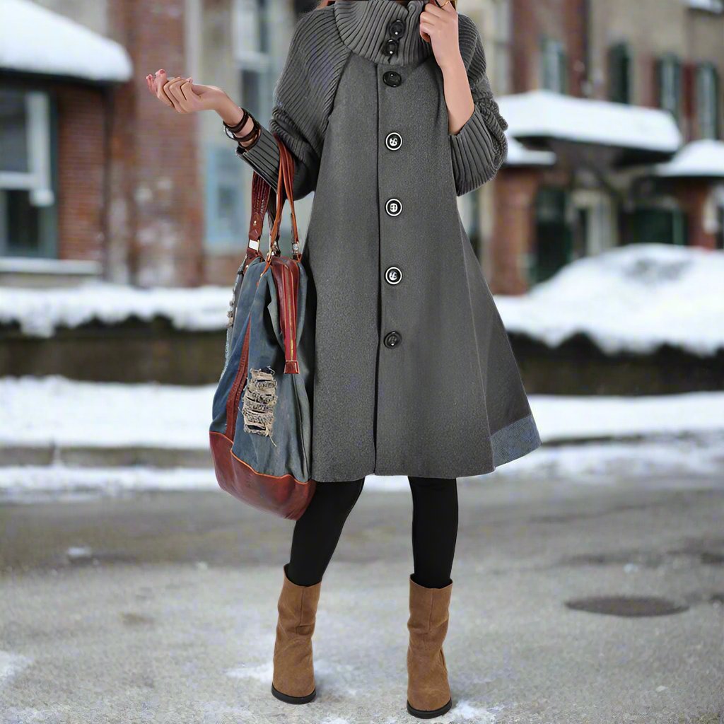 Women's A-line Dress Wool Blend Knee-length Elegant Buttons