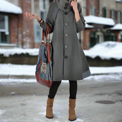 Women's A-line Dress Wool Blend Knee-length Elegant Buttons