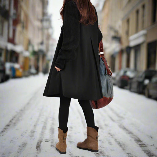 Stylischer Wintermantel Wollmischung Knielang - IdealeKleiden