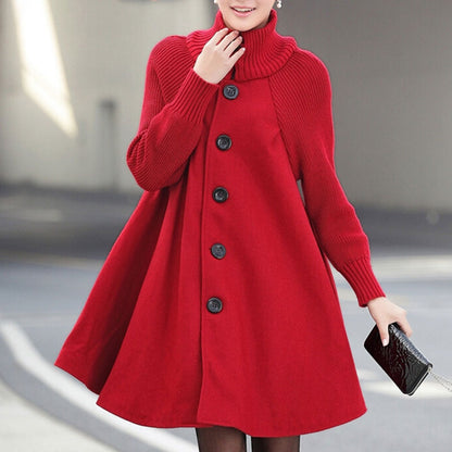 Women's A-line Dress Wool Blend Knee-length Elegant Buttons