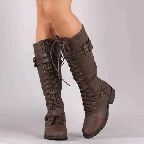 Steampunk Knee-High Boots Leather Look