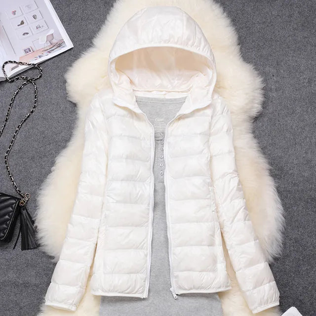 Warm Puffer Jacket Hood Zipper Waterproof