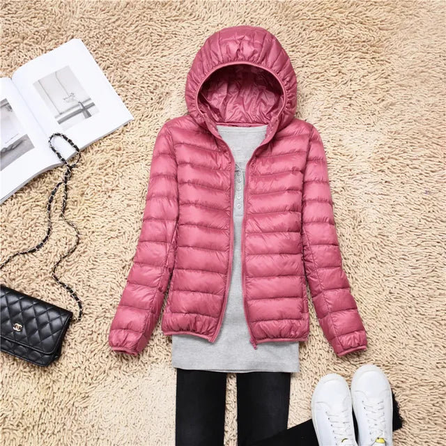 Warm Puffer Jacket Hood Zipper Waterproof