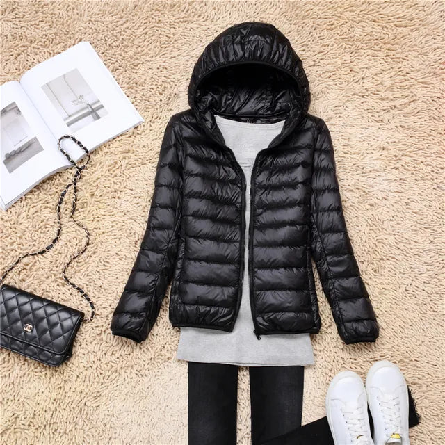 Warm Puffer Jacket Hood Zipper Waterproof