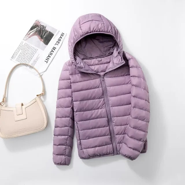 Warm Puffer Jacket Hood Zipper Waterproof