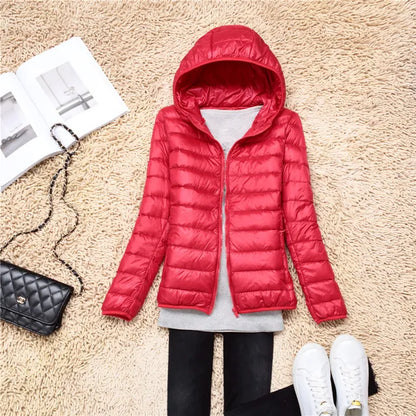 Warm Puffer Jacket Hood Zipper Waterproof