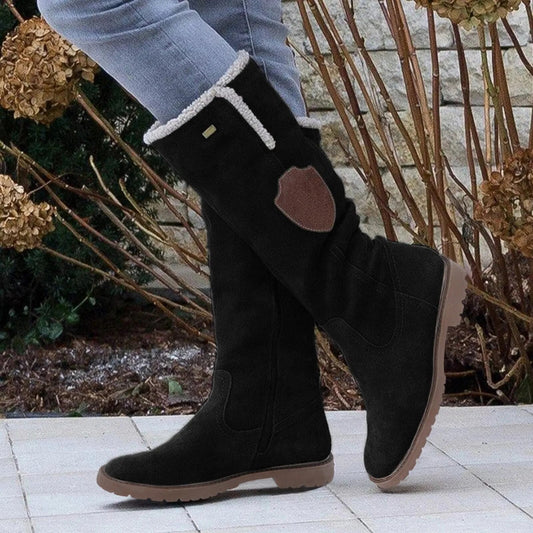 Wadenstiefeletten Wildleder Plüsch Innensohle - IdealeKleiden