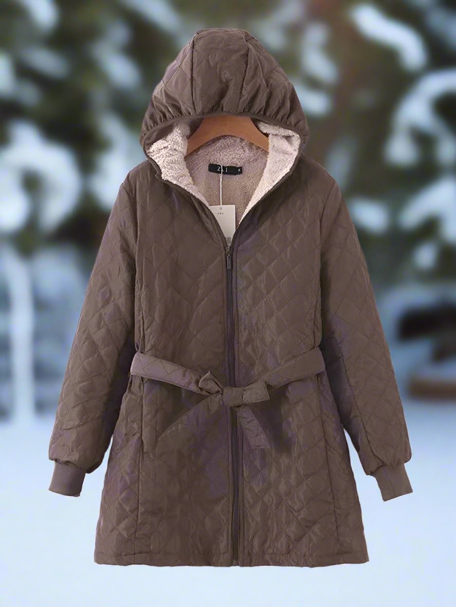 Winter Parka Long Quilted Jacket Hooded Padded