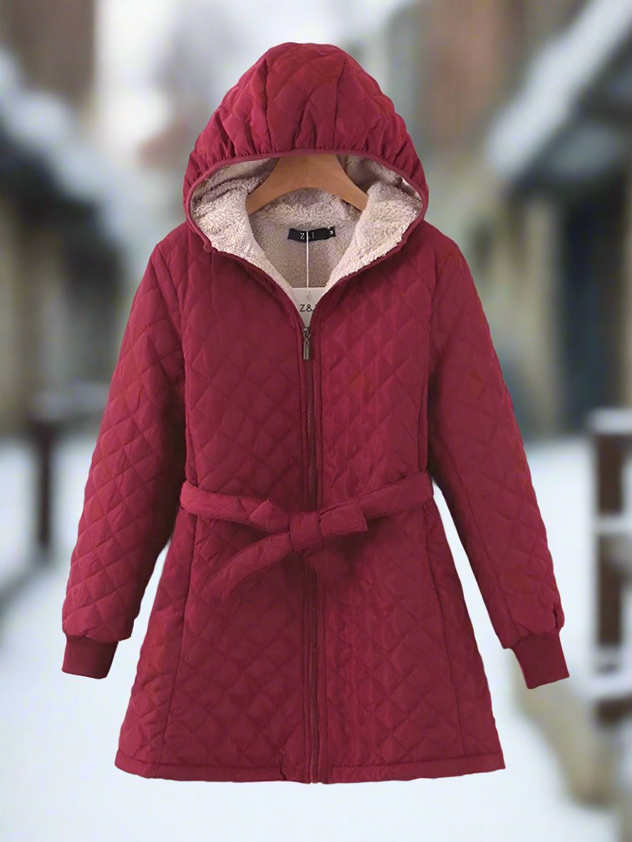 Winter Parka Long Quilted Jacket Hooded Padded