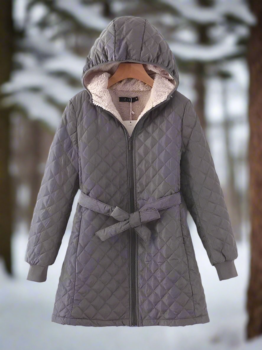 Winter Parka Long Quilted Jacket Hooded Padded