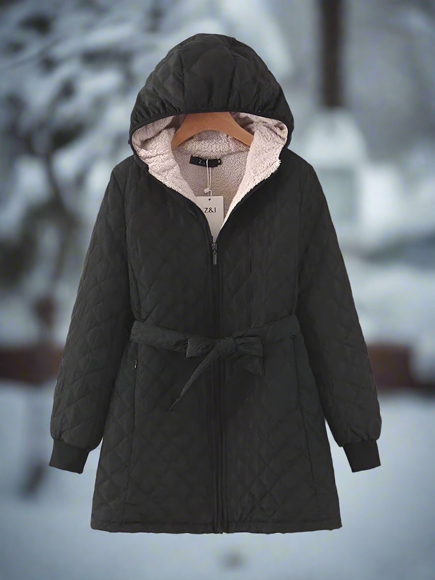 Winter Parka Long Quilted Jacket Hooded Padded