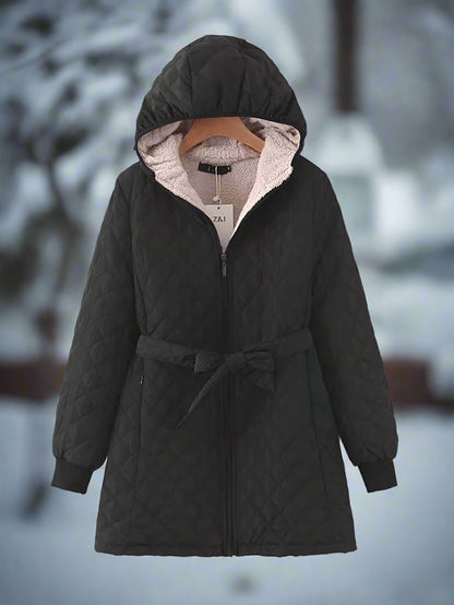 Winter Parka Long Quilted Jacket Hooded Padded