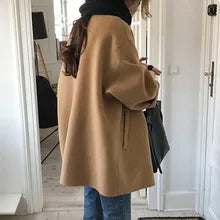 Übergrößer Wollmantel mit Knöpfen Elegant - IdealeKleiden