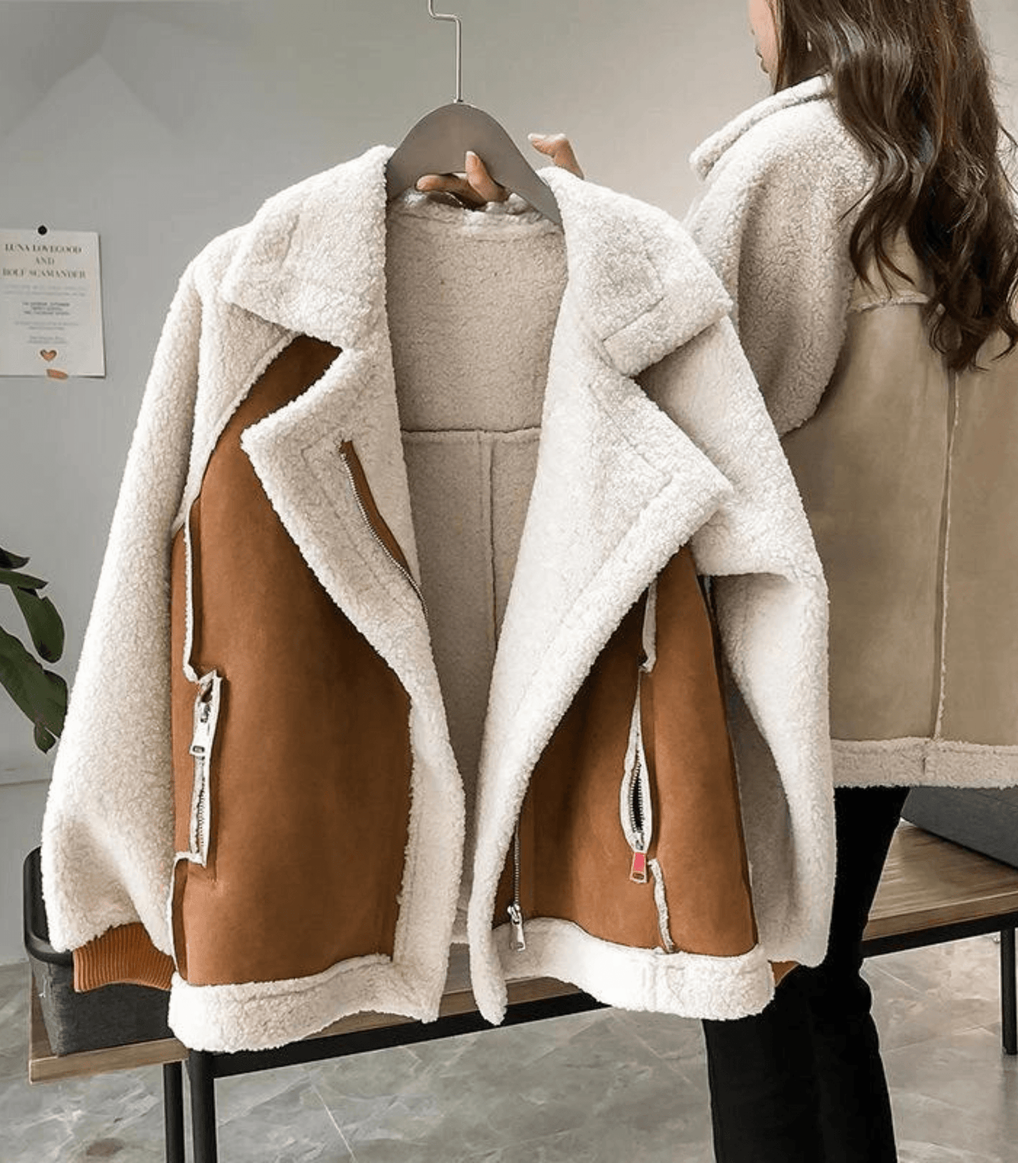 Fashionable women's jacket with faux fur embellishments