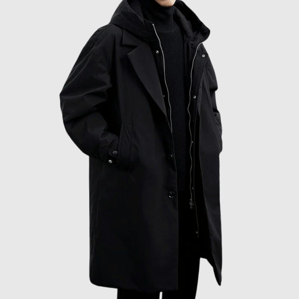 Men's Lightweight Water-Repellent Long Rain Jacket