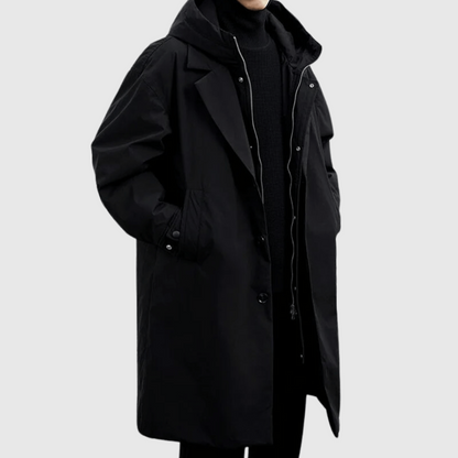 Men's Lightweight Water-Repellent Long Rain Jacket