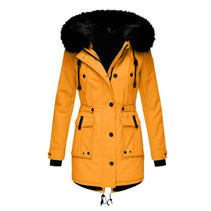 Elegant Women's Mid-Length Faux Fur Coat with Hood