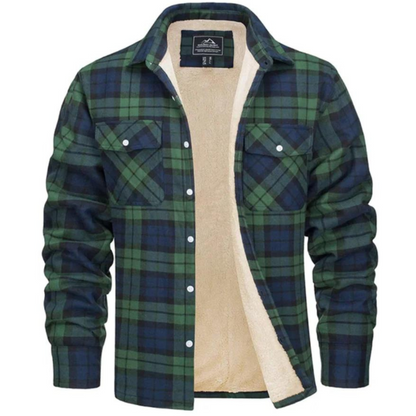 Stylish checked coat with soft fleece