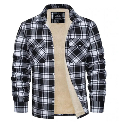 Stylish checked coat with soft fleece