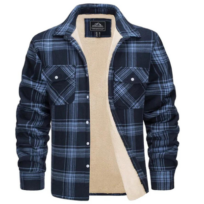 Stylish checked coat with soft fleece