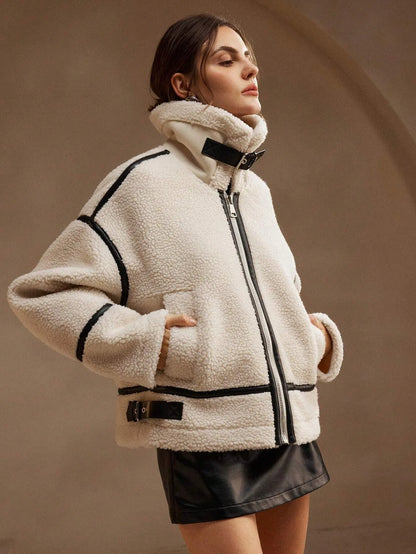 Winter Aviator Jacket Teddy Faux Fur Warm