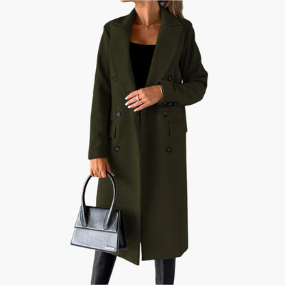 Elegant Women's Long Double-Breasted Classic Winter Coat