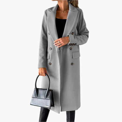 Elegant Women's Long Double-Breasted Classic Winter Coat