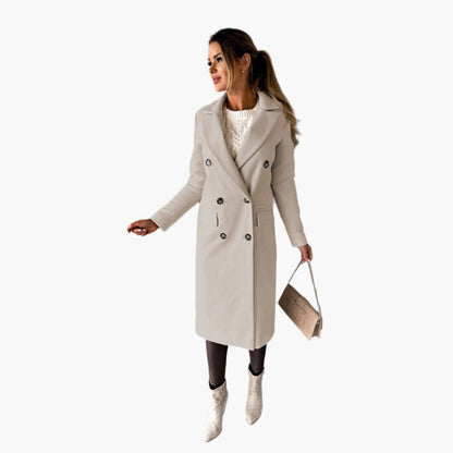 Elegant Women's Long Double-Breasted Classic Winter Coat