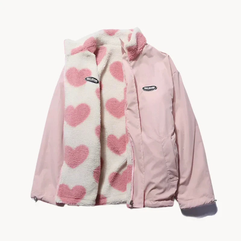 Women's Coat Heart Pattern Trendy