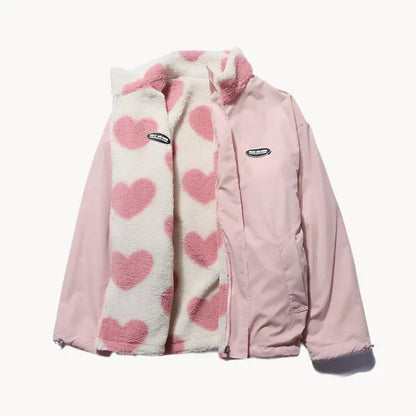 Women's Coat Heart Pattern Trendy