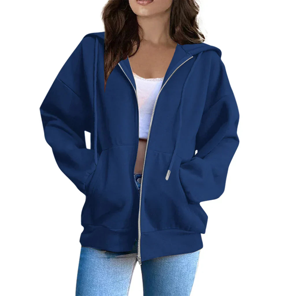 Plus Size Hoodie Soft Cotton With Zipper