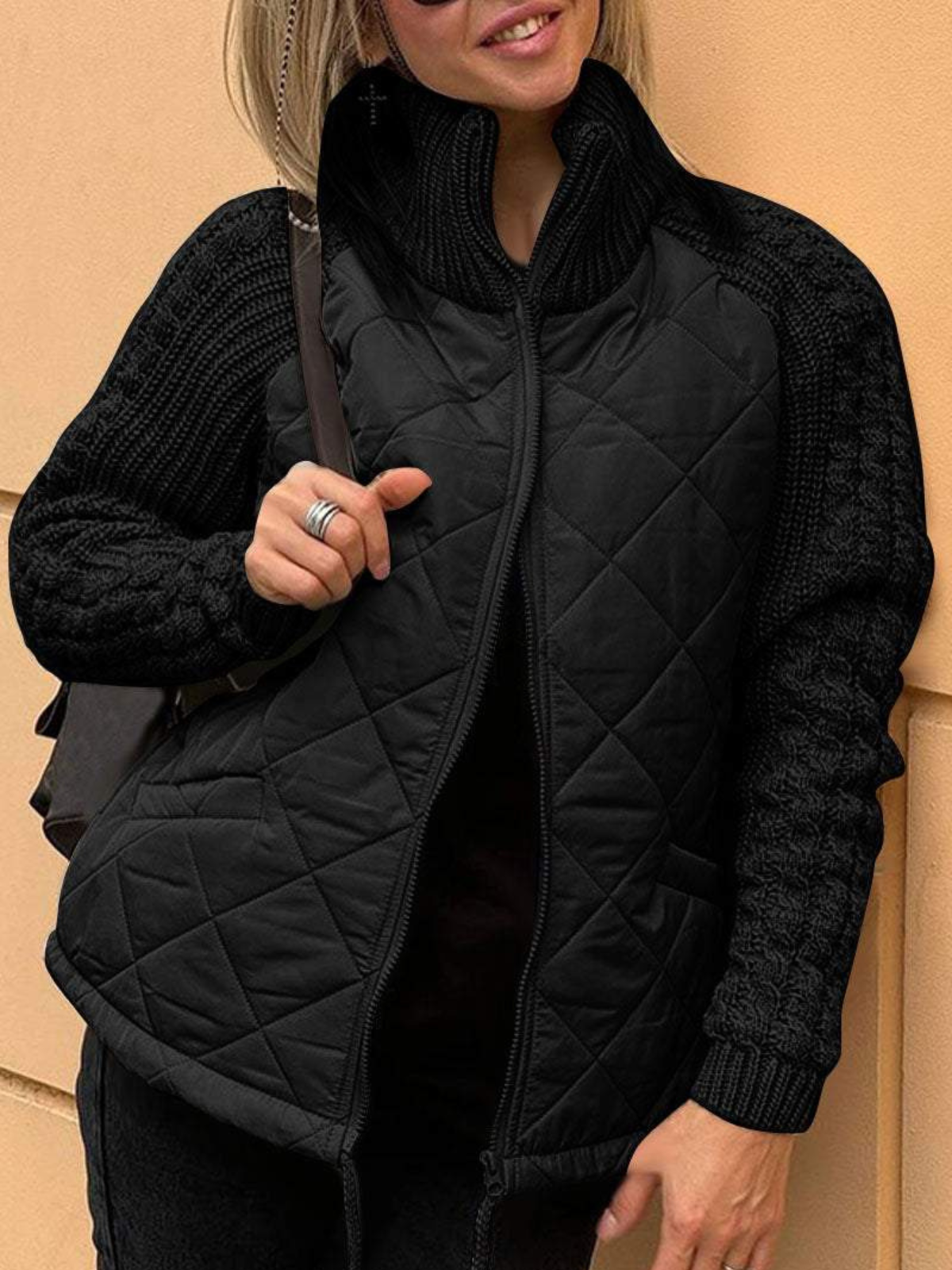 Women's Winter Jacket Knit Zipper Warm
