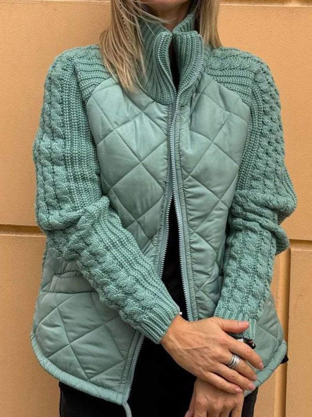 Women's Winter Jacket Knit Zipper Warm