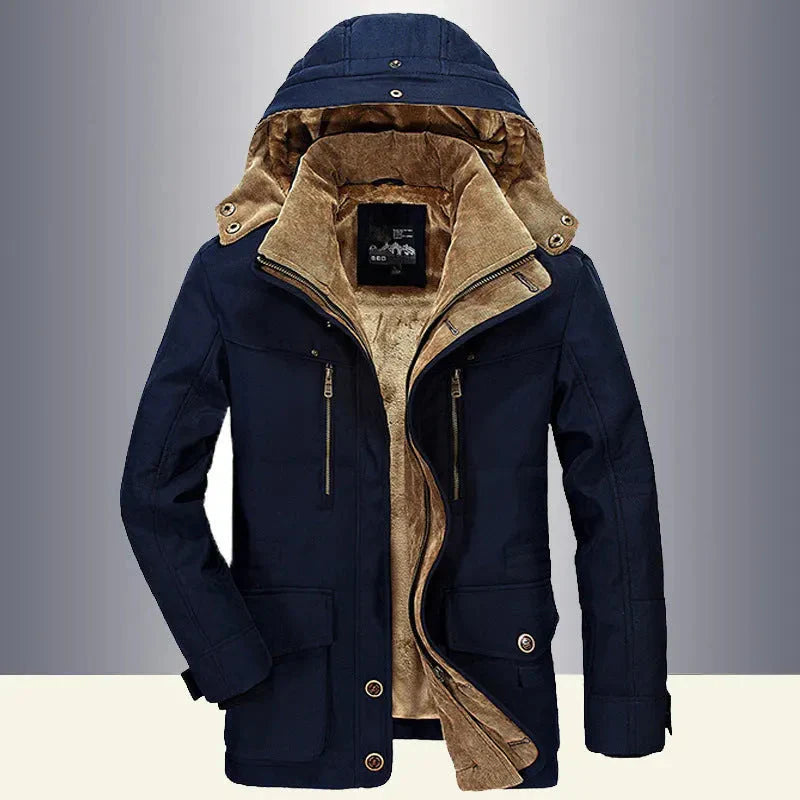 Warm quilted coat with hood