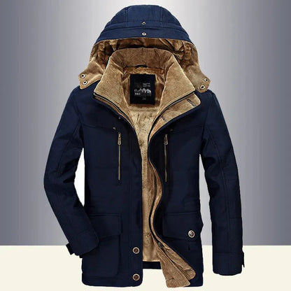Warm quilted coat with hood