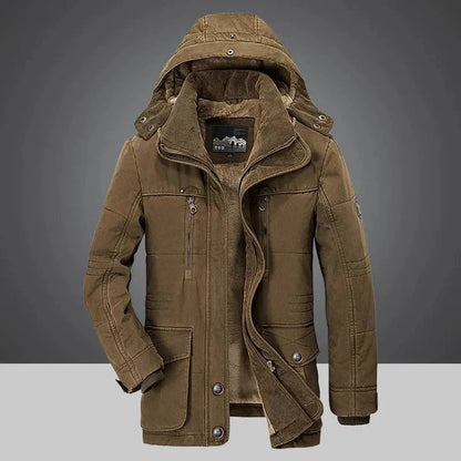 Warm quilted coat with hood