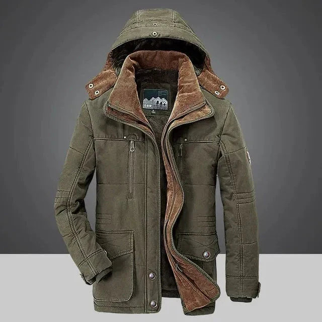 Warm quilted coat with hood